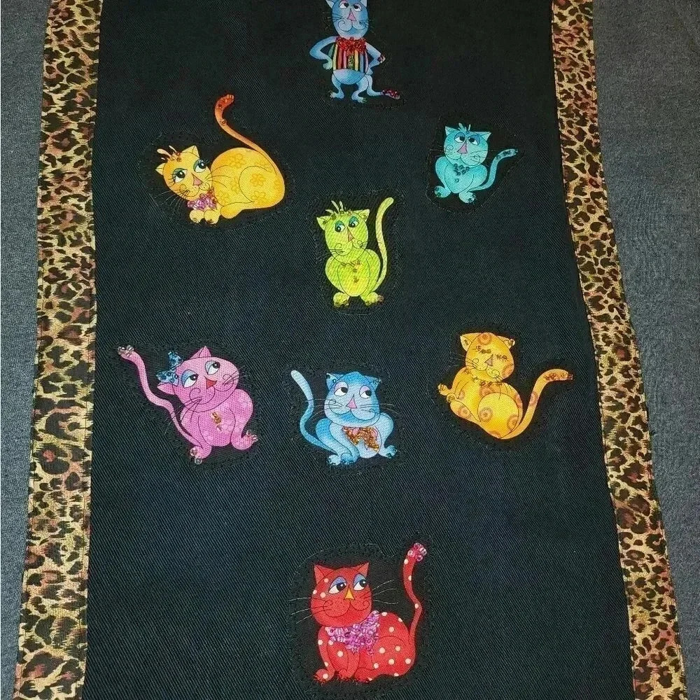 Amazing Handmade Appliqué Cats Sweatshirt Jacket Shacket Oversized Women's XL - Picture 9 of 10